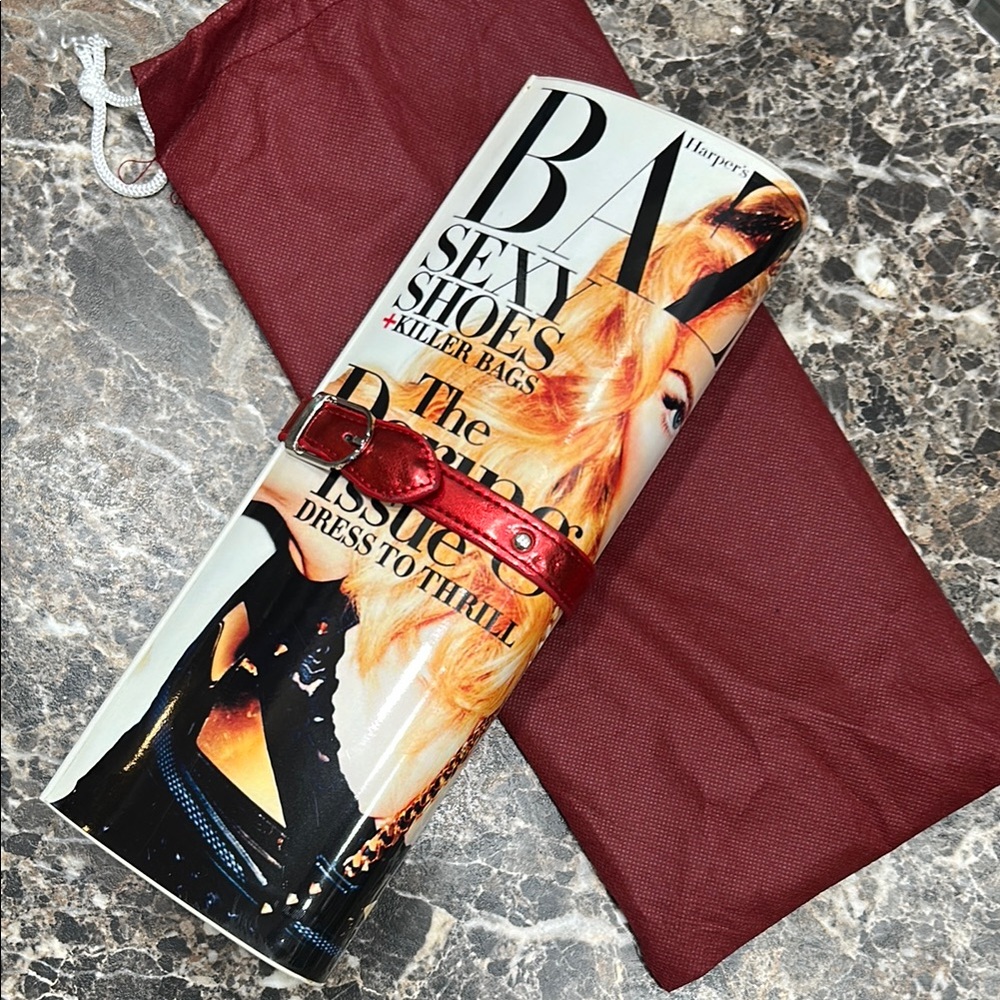 Adonna Fashion Print Clutch with Red Accents